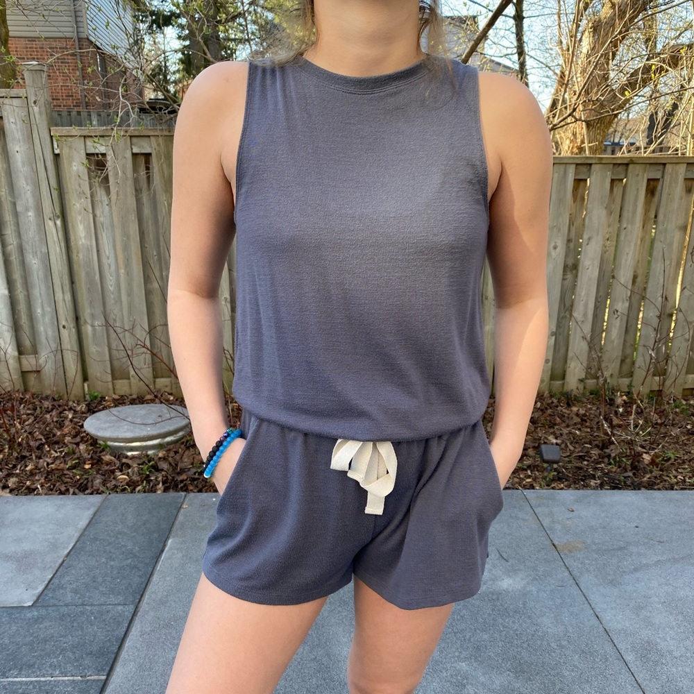 Aritzia Wilfred Blue Short Romper